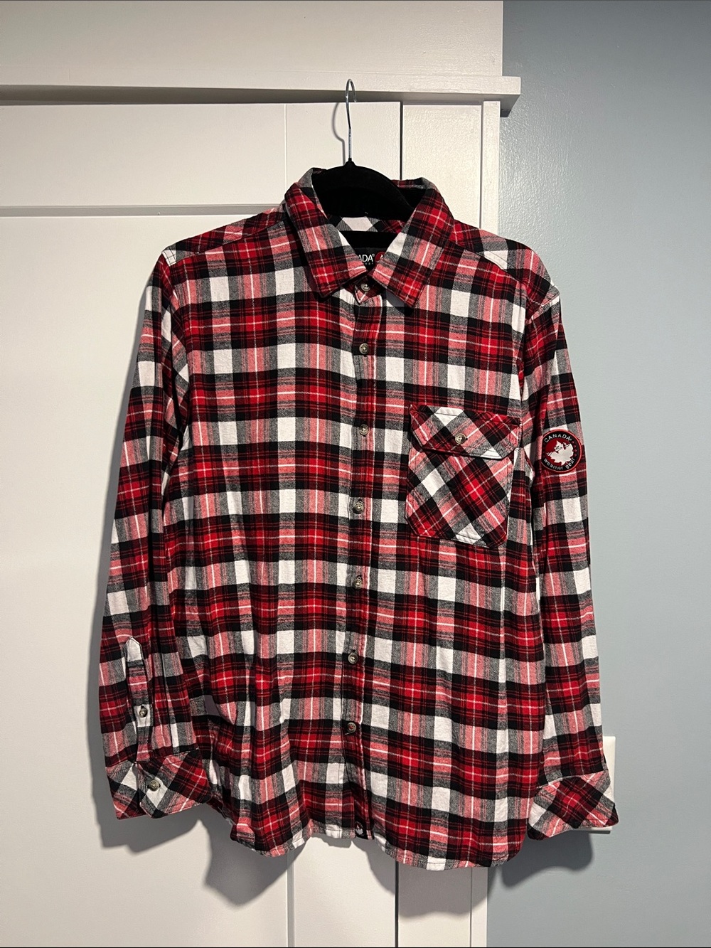 Casual Red & Black Plaid Button-Down Shirt by Unknown Brand